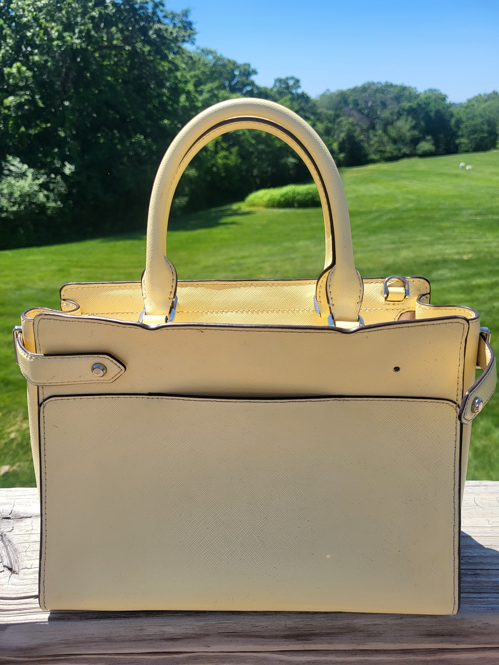 kate spade New York Yellow Saffiano Leather Satchel - Picture 2 of 5